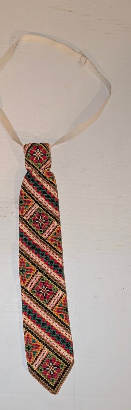 Vintage Ukrainian Boys Bead Neck Tie Ornament Embroidery Seed beads Rare